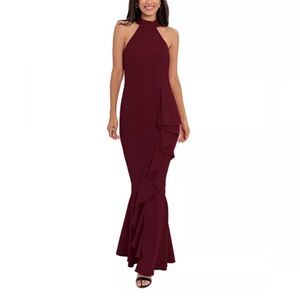 Betsy & Adam Elegant Mock-Neck Gown | Size 2